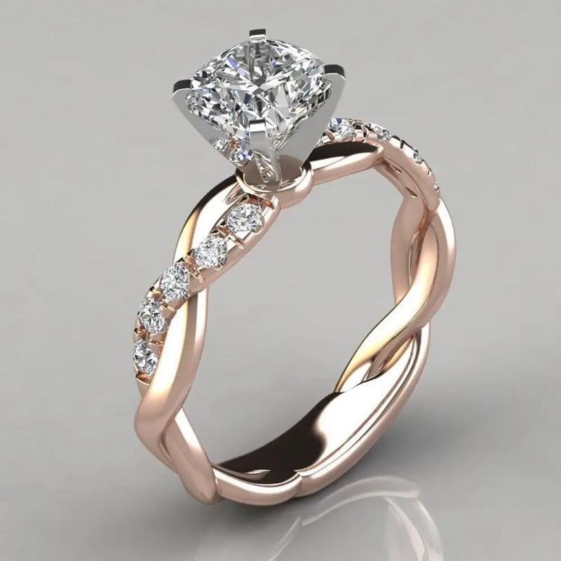 Anel Feminino Clássico Allure - Ouro 18K com Cristal Zircão e Design Sofisticado