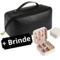 Porta Maquiagens e Cosméticos de Couro PU Feminino Portátil + Brinde