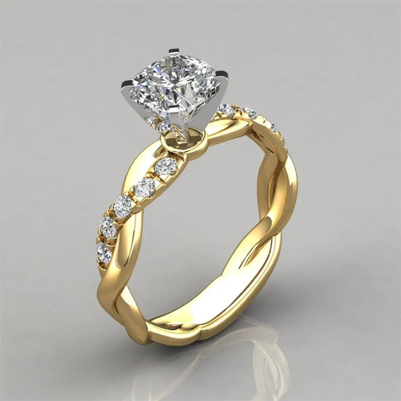 Anel Feminino Clássico Allure - Ouro 18K com Cristal Zircão e Design Sofisticado
