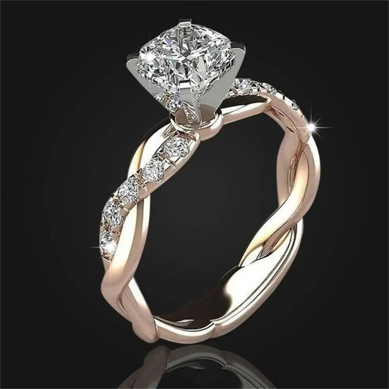 Anel Feminino Clássico Allure - Ouro 18K com Cristal Zircão e Design Sofisticado