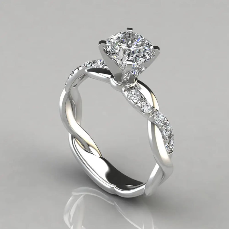 Anel Feminino Clássico Allure - Ouro 18K com Cristal Zircão e Design Sofisticado