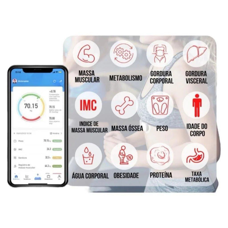Balança Digital Inteligente de Bioimpedância Corporal - Allure Place