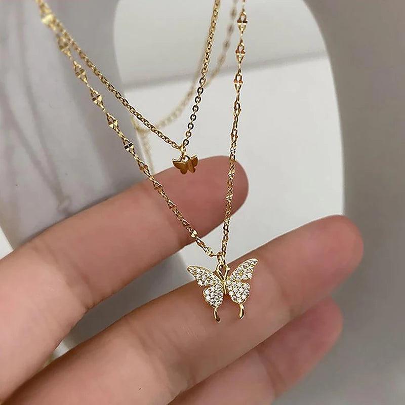 Colar Feminino Borboleta em Ouro e Prata - Allure Place