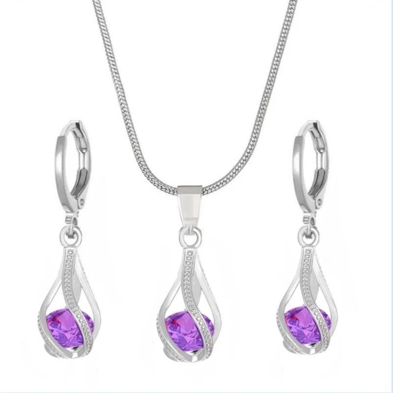 Conjunto Chic Melody - Colar e Brincos de Cristal Zircônia - Allure Place