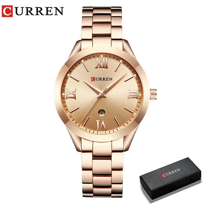 CURREN Gold Watch – Relógio Feminino com Numeração Romana - Allure Place