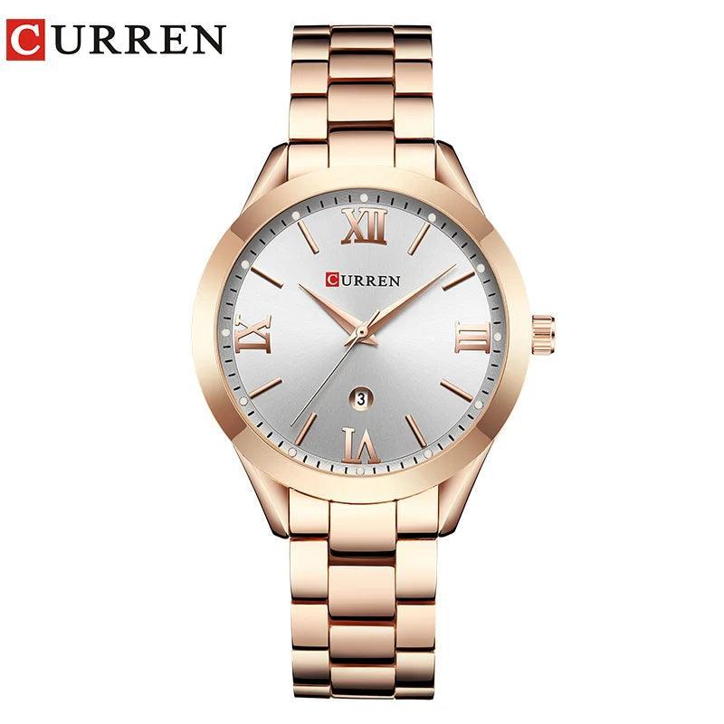 CURREN Gold Watch – Relógio Feminino com Numeração Romana - Allure Place
