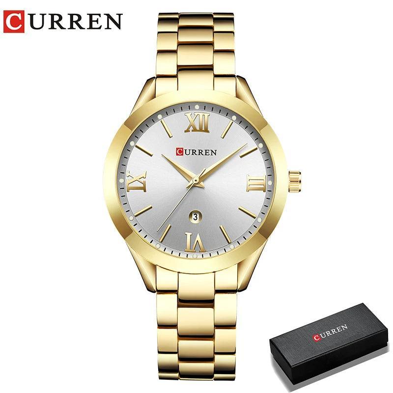 CURREN Gold Watch – Relógio Feminino com Numeração Romana - Allure Place