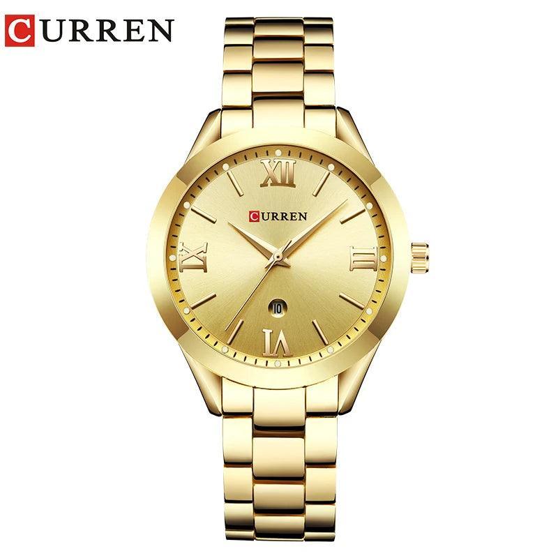 CURREN Gold Watch – Relógio Feminino com Numeração Romana - Allure Place