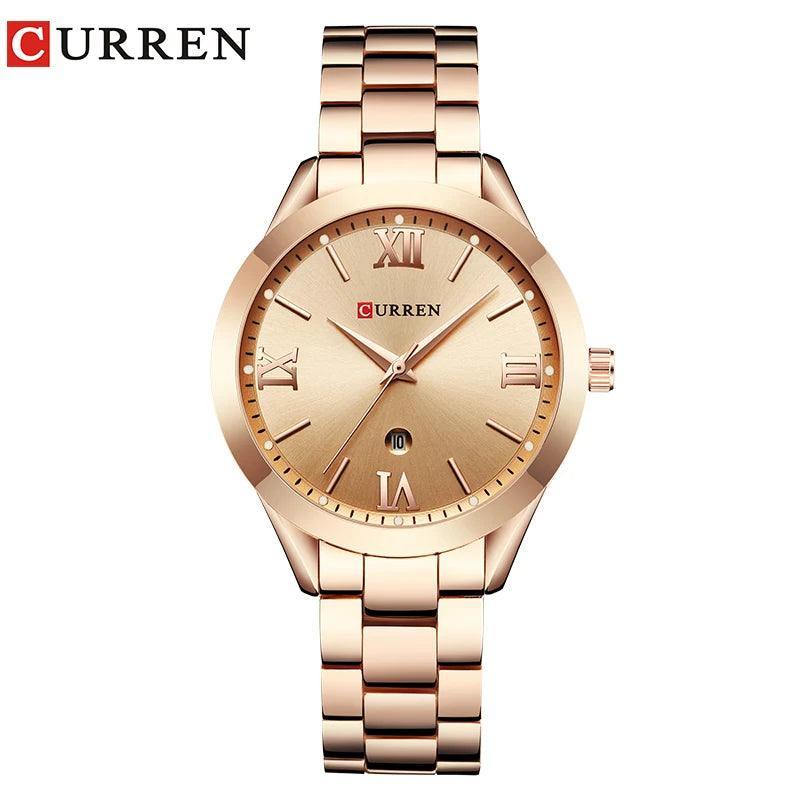 CURREN Gold Watch – Relógio Feminino com Numeração Romana - Allure Place