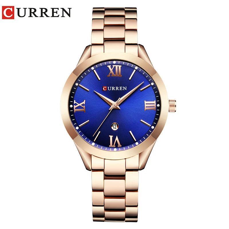 CURREN Gold Watch – Relógio Feminino com Numeração Romana - Allure Place