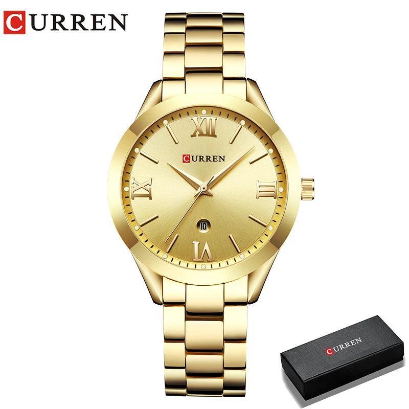 CURREN Gold Watch – Relógio Feminino com Numeração Romana - Allure Place