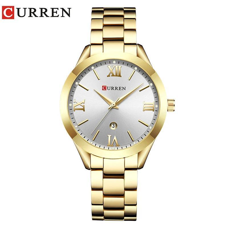 CURREN Gold Watch – Relógio Feminino com Numeração Romana - Allure Place