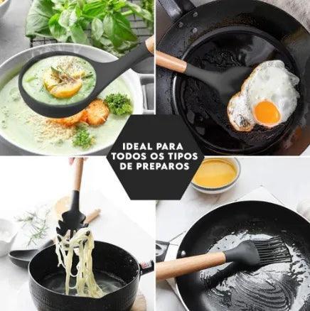 Kit Completo de Utensílios de Cozinha em Silicone - 12 Peças com Suporte - Allure Place