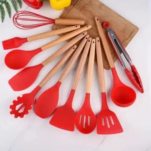 Kit Completo de Utensílios de Cozinha em Silicone - 12 Peças com Suporte - Allure Place