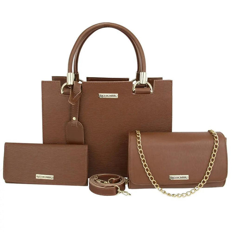Kit Luxo Marrone - Bolsa Baú, Clutch e Carteira - Allure Place