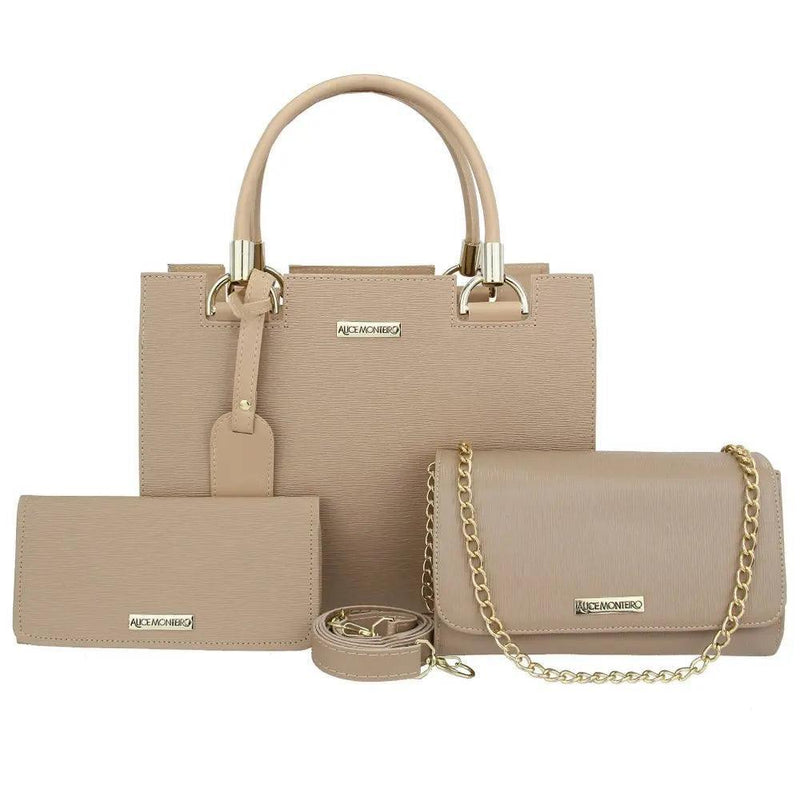 Kit Luxo Marrone - Bolsa Baú, Clutch e Carteira - Allure Place