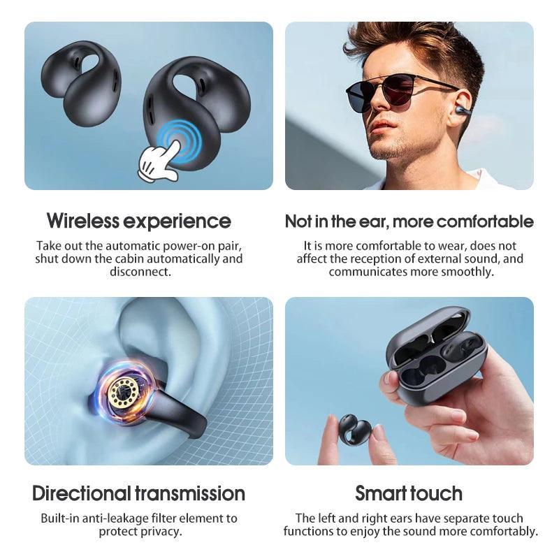 V2 ClipWave - Fones de Ouvido Bluetooth 5.3 Esportivos com Cancelamento de Ruído e LED - Allure Place